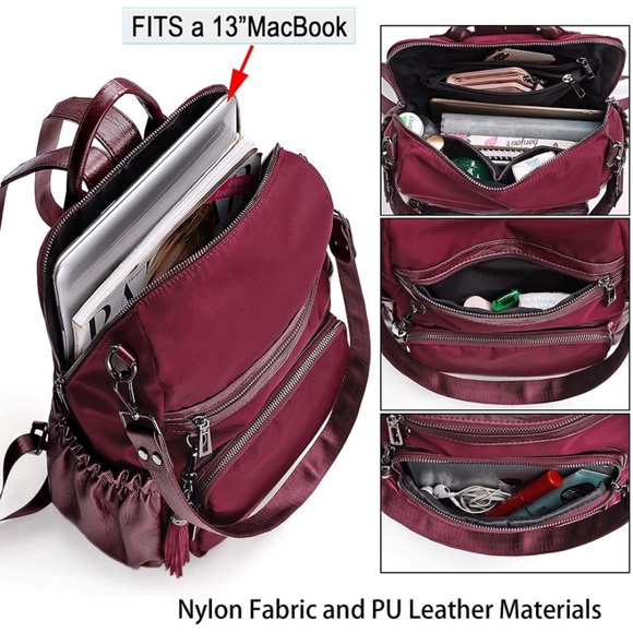 UTO Burgundy laptop Backpack - Picture 2 of 6